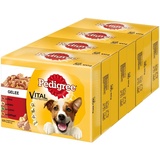 PEDIGREE Mars PEDIGREE® Portionsbeutel Multipack Favourite 4 Varietäten in Gelee mit Huhn, Rind+Leber, Geflügel, Lamm+Leber 4 x 12 x 100g