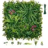 Vevor Künstliche Hecke 50x50 cm 16-tlg. Set, Pflanzenwand, PE-Sichtschutz, Sichtschutzzaun, Windschutz, Heckenzaun, Kunstpflanzen Balkonverkleidung für Hochzeiten, Außengärten, Hinterhöfe