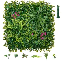 Vevor Künstliche Hecke 50x50 cm 16-tlg. Set, Pflanzenwand, PE-Sichtschutz, Sichtschutzzaun, Windschutz, Heckenzaun, Kunstpflanzen Balkonverkleidung für Hochzeiten, Außengärten, Hinterhöfe