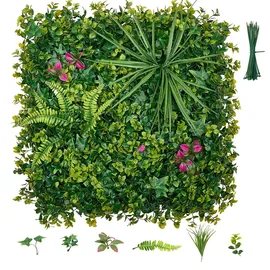 Vevor Künstliche Hecke 50x50 cm 16-tlg. Set, Pflanzenwand, PE-Sichtschutz, Sichtschutzzaun, Windschutz, Heckenzaun, Kunstpflanzen Balkonverkleidung für Hochzeiten, Außengärten, Hinterhöfe