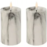 Mojawo LED Kerze 2 St. Ø7x12 cm weiß