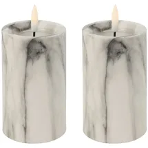 Mojawo LED Kerze 2 St. Ø7x12 cm weiß