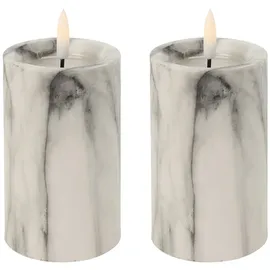 Mojawo LED Kerze 2 St. Ø7x12 cm weiß