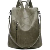 DIRRONA Damen Rucksack Beiläufig Diebstahlschutz Daypack Reise Wasserdicht Büro Geschäftsreise PU Leder Cabrio Multifunktion Große Rucksack Schultertaschen Grün