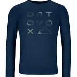 Ortovox 185 Merino Brand Outline Longsleeves Herren Langarmshirt deep ocean