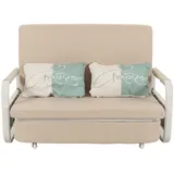Mendler Schlafsofa HWC-M83, Schlafcouch Couch Sofa, Schlaffunktion Bettkasten Liegefläche, 130x185cm ~ Stoff/Textil beige