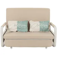 Mendler Schlafsofa HWC-M83, Schlafcouch Couch Sofa, Schlaffunktion Bettkasten Liegefläche, 130x185cm ~ Stoff/Textil beige