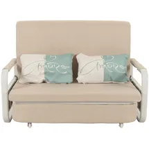 Mendler Schlafsofa HWC-M83, Schlafcouch Couch Sofa, Schlaffunktion Bettkasten Liegefläche, 130x185cm ~ Stoff/Textil beige