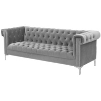 JVmoebel Chesterfield-Sofa, Grau Chesterfield Dreisitzer Stoff Wohnzimmer Design Couchen Polster grau