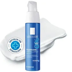 La Roche Posay Toleriane Dermallergo Nacht, Gesichtscreme bei trockener, empfindlicher und zu Allergien neigender Haut