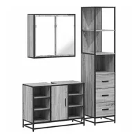 VidaXL Badmöbel-Set 3-tlg. Grau Sonoma