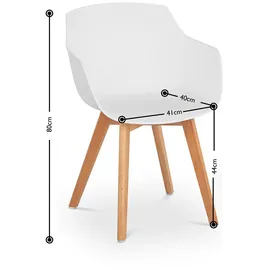 FROMM & STARCK Stuhl 2er Set Lehnstuhl weiß Kunststoff Holzbeine Buche bis 150 kg Designstuhl