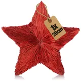 COM-FOUR® Deko-Stern 3D aus Kunststoff - metallisch glänzender Dekostern - Klassische Dekoration für Winter und Weihnachten - ca. 20cm (1x rubinrot)