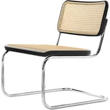 Thonet - S 32 VL Lounge Stuhl, Chrom / Buche schwarz gebeizt (TP 29) / Rohrgeflecht mit Kunststoffstützgewebe