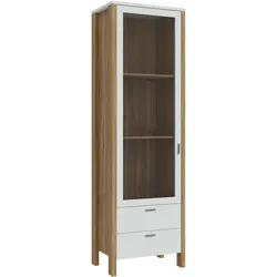 Vitrine FORTE "Saitama", grau (mauvella eiche, secret grau), B:62cm H:201,7cm T:41,6cm, Spanplatte, Schränke