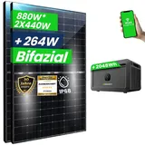 Campergold 2x 440W Bifaziale Module mit Solarspeicher Growatt NOAH 2000 Speicher für Balkonkraftwerk