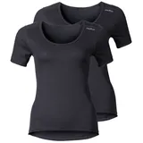 Odlo Damen Unterwäsche Shirt crew neck CUBIC 2 Pack 192281-93090 M - ebony grey-black - M