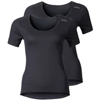 Odlo Damen Unterwäsche Shirt crew neck CUBIC 2 Pack 192281-93090 M - ebony grey-black - M