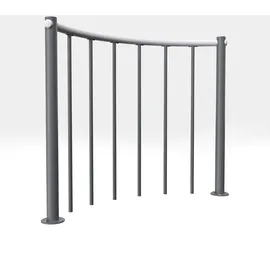 Minka Brüstungsgeländer mit vertikalen Stäben und Holz-Handlauf rund Weiß Grau 160cm