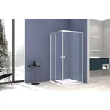 WELLTIME Trento Eckdusche mit Schiebetür 90 x 180 cm grau Einscheibensicherheitsglas