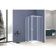 WELLTIME Trento Eckdusche mit Schiebetür 90 x 180 cm grau Einscheibensicherheitsglas