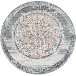 Teppich PACO HOME "Torres 271", grau, H:8mm Ø:200cm, Polypropylen, Teppiche, Kurzflor, Orient-Optik, Vintage Design, In- und Outdoor geeignet
