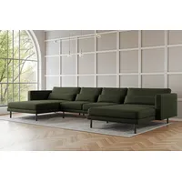 Fun Möbel Wohnlandschaft U-Form Sofa AGADA in Stoff Verita Flaschengrün