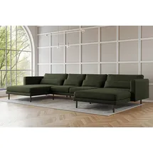 Fun Möbel Wohnlandschaft U-Form Sofa AGADA in Stoff Verita Flaschengrün