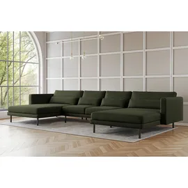 Fun Möbel Wohnlandschaft U-Form Sofa AGADA in Stoff Verita Flaschengrün