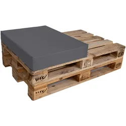 TexDeko Halbes Palettenkissen 60x80x12cm Loungekissen Wasser-& schmutzabweisend, abnehmbarer Bezug mit Reißverschluss, waschbar (Grau)