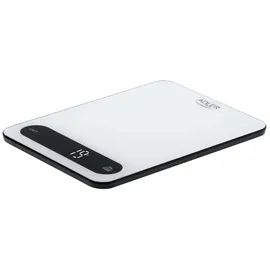 Adler AD 3177WB Küchenwaage Digital 10 kg, Elektronische Haushaltswaage mit Tara Funktion, USB-C aufladbar, Präzisionswaage zum Kochen und Backen, Glaswaage, Weiß