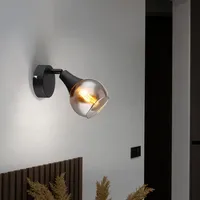 GLOBO Wandlampe Wandleuchte 1 flammig Metall Rauchglas Wandstrahler Kugel,