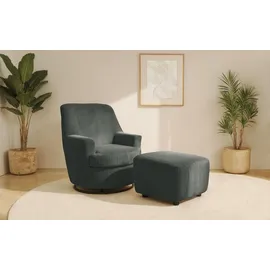INOSIGN »HETTY, Drehsessel mit Wippfunktion und Hocker; Lesesessel, Armsessel« Set, 2 Stk. tlg. mit Dreh/Wippfunktion, mit Federkern, in Cord und Microfaser