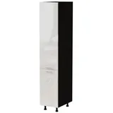 Feldmann-Wohnen Apothekerschrank Essen (2D14K/40 kargo, 1 Tür, 2 Einlegeböden, 1 Korbauszug, 1-St., moderne Optik, Acrylfronten mit Glaseffekt) 40x59x207cm schwarz - weiß Hochglanz (ES-2D14K/40/kargo) schwarz
