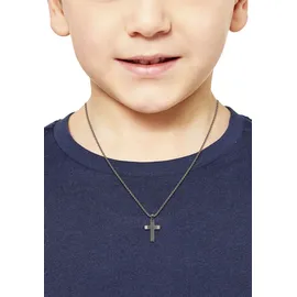 s.Oliver Kette mit Anhänger Kreuz, braun (antikfarben), Halsketten, Jungen Edelstahl L: 43