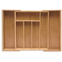 Relaxdays Besteckkasten hoch ausziehbar 38 x 6,5 x 35,5 cm Braun