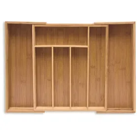 Relaxdays Besteckkasten hoch ausziehbar 38 x 6,5 x 35,5 cm Braun