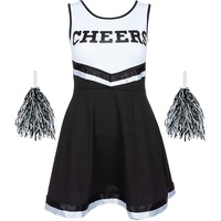 Redstar Fancy Dress Cheerleaderkostüm Damen mit Cheerleader Pompoms – Cheerleader Kostüm Damen – Kostüm Damen als High School Cheerleader – Halloween Kostüm Damen
