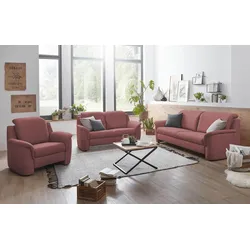Polstergarnitur VILLA BECK "Garda", rot (18 rot), Microfaser, Kopfteilverstellung, Sitzmöbel-Sets, Kopfteilverstellung, besteht aus 2,5-Sitzer, 2-Sitzer und Sessel