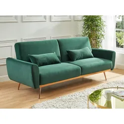 Schlafsofa Klappsofa 3-Sitzer - Samt - Tannengrün - LAUNEI