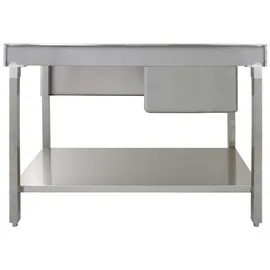 MONSTER SHOP Edelstahl Spültisch Spülbecken Gastrospüle Spüle 1 Becken Links 120cm x 60cm x 90cm