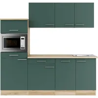 OPTIFIT Küchenzeile Savona 405 210 cm Steingrün