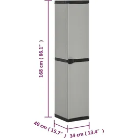 vidaXL Garten-Lagerschrank 34 x 40 x 168 cm Grau-Schwarz