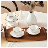 Karaca Rhine Kaffeetassen-Set für 4 Personen, 8 Teilig, Porzellan