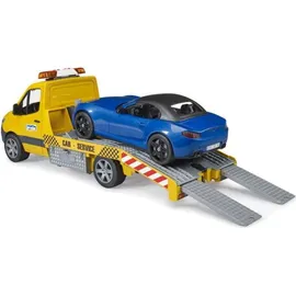 Bruder 02675 MB Sprinter Autotransporter mit Light - Sound Modul und BRUDER Roadster