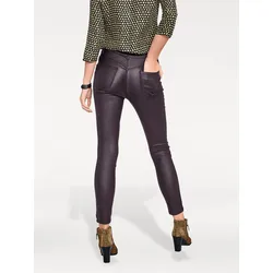 Röhrenhose HEINE, Damen, Gr. 48, Normalgrößen, rot (bordeaux), 76% Viskose, 21% Polyamid, 3% Elasthan, Miedereinsatz:15% Elasthan, 85% Polyamid, unifarben, lang, Hosen