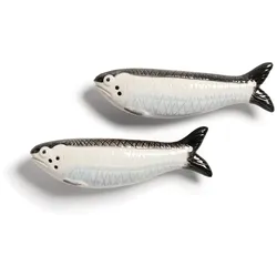 &klevering - Salz- und Pfefferstreuer, Sardine, schwarz / weiß