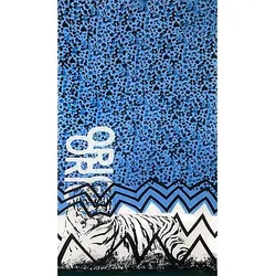 Viskose-Coupon "Tiger", blau-color