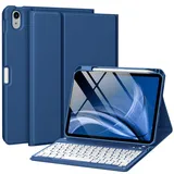 drivego Hülle mit Tastatur für iPad A16 11 Generation 2025/10 Generation 2022(11/10.9 Zoll), Magnetische Anti-Detach Tastatur Hülle für iPad 11./10. Gen, QWERTZ Layout Keyboard, Marineblau