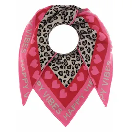Zwillingsherz "Micha", Damen, pink, Baumwollmischung, Modetücher, Mode Tuch, Leomuster mit Herzen und Schrift, vielseitig tragbar